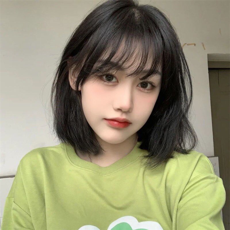 现货速发假发短发新款圆脸锁骨中长发波波头自然全头套式假发套