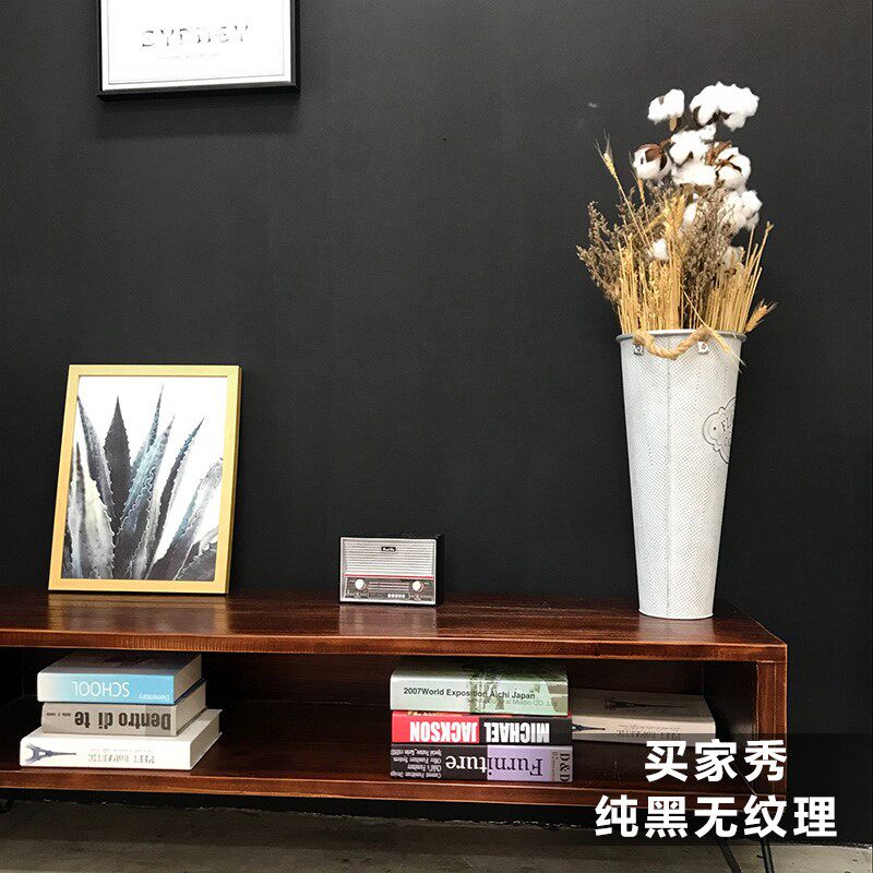 现货速发蚕丝磨砂防水壁纸纯色黑色闪光服装店皮纹格子复古哑光壁