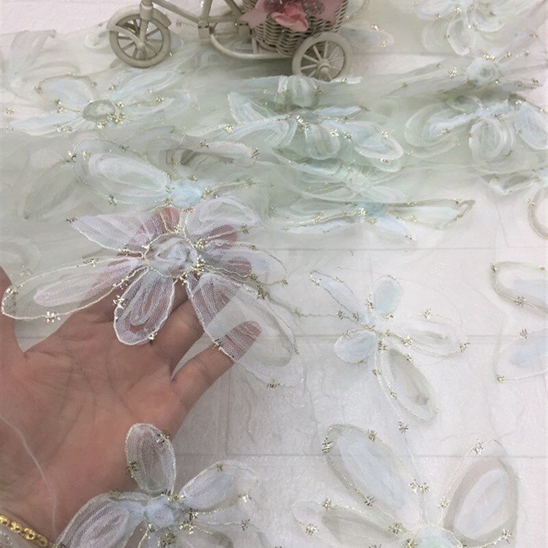 现货速发 新款立体清新海棠钩花绣花 蕾丝花边面料