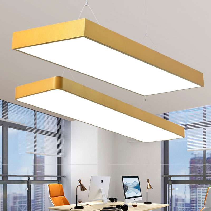简约led吊灯金色长条灯写字楼办公室灯工作室培训室健身房服装店