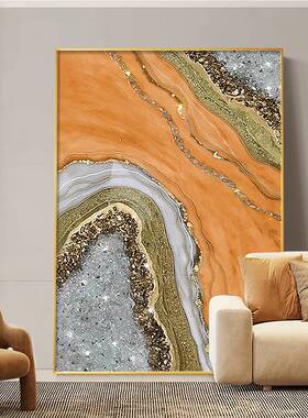 70YF大芬手绘油画入户玄关装饰画现代简约轻奢客厅抽象橙色过道挂