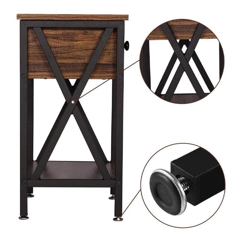 沙金层OGC属简约床头柜家用发纳边卧室收多带抽屉木制床边柜