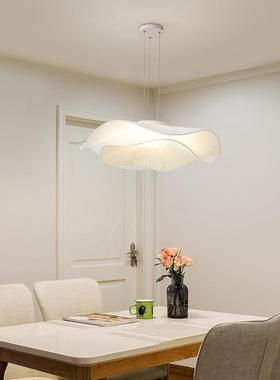 白色餐厅吊灯L室ED灯现代约简布艺饭MDB厅餐桌极简奶卧油风灯