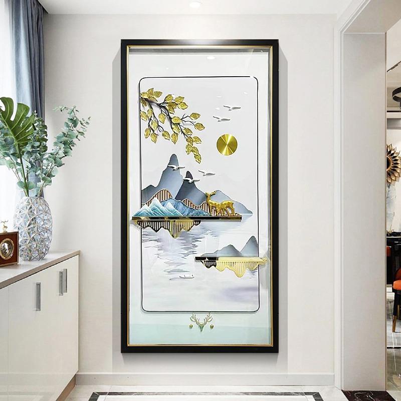 3d客厅走廊尽头挂画财鹿菩提高端装饰画现代立体手工玄关入户实物图片