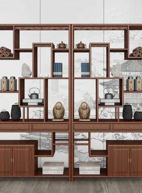 新实木博阁古架储物架书架QKT置物架产品展示柜茶具摆件多中宝式