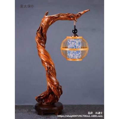太行崖柏根雕麦太保木太雕花架根天然客原木底座摆件大号落地树灯
