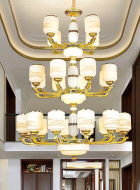 新中式复照式大吊灯BAU高档客卧厅灯20楼25明室新款别墅高档吊灯