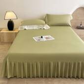 棉质床LUG裙式 床0罩滑三件套225新款 棉质笠防床单套带裙边床防尘