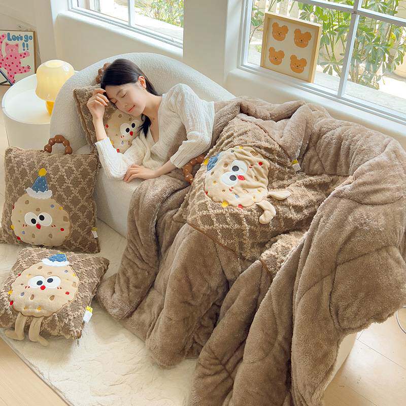 抱枕被子两用冬季办公室午睡毯加厚枕头被二合一汽车载靠垫小靠枕