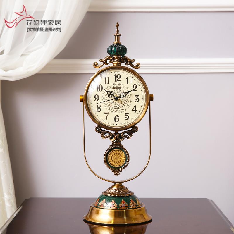 kt欧式座钟摆件家用客厅桌面时钟时尚复古钟表创意台式摆钟美式台