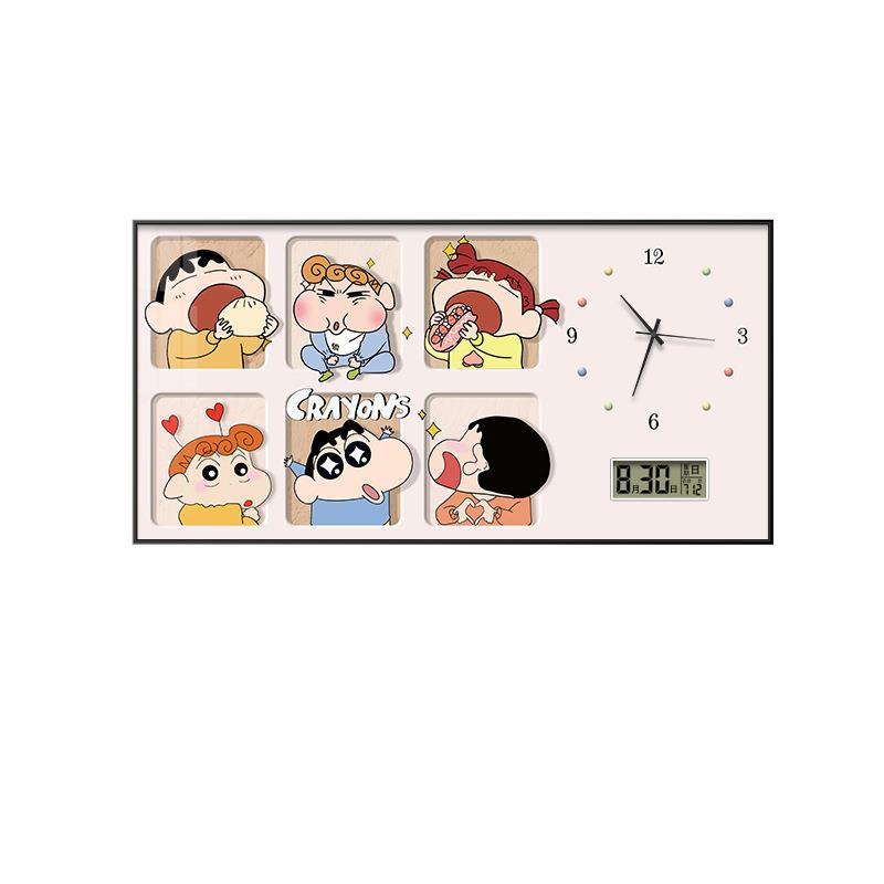 卡通蜡笔小新电表箱装饰画2025新款带钟表万年历大尺寸餐厅遮挡画