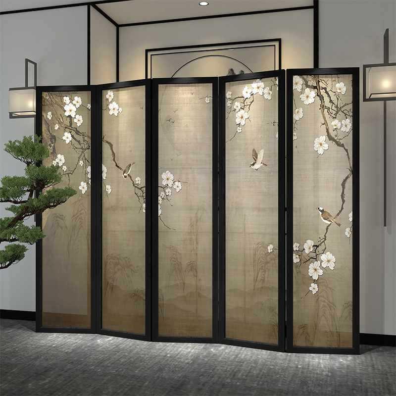 &中式屏风隔断遮客厅家入户屏玄关酒店古典卧室挡用折ZGG叠实木折