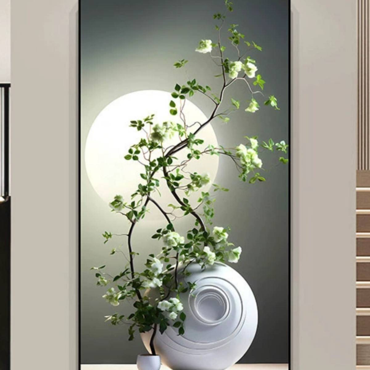 现代客厅走廊壁画过道进门贴玄关墙贴风景立体自粘装饰画简约壁画图片