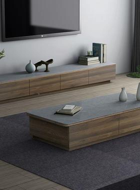 钢玻璃角茶几化客电视柜组合简约现代家用厅小DNL户型欧圆式茶桌