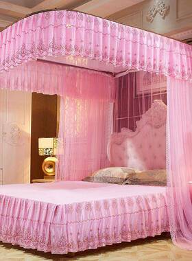 用轨道蚊帐加Yza83izC粗支架双人家加帐纱密.5m1.8米21m床三开门