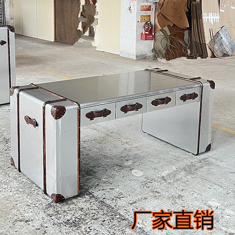 LOFT工业风电视柜茶几组合法式风格金属别墅铝皮落地柜铝皮装饰柜