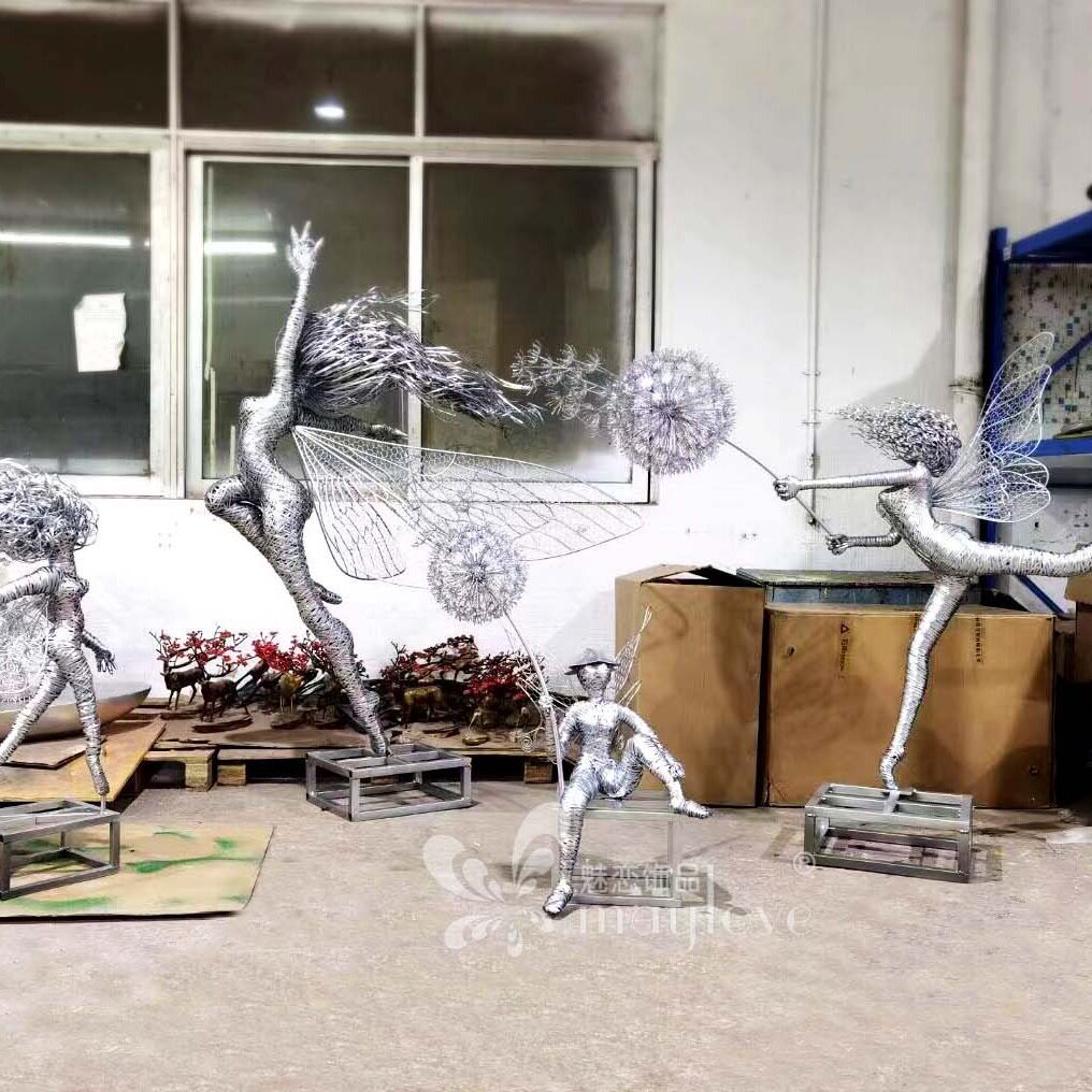 纯手工铁艺圣诞人物动物雕塑