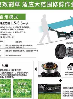 原装牧田Makita充电式草坪修剪机LM004J无刷21寸530MM锂电64V