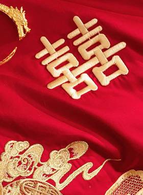 结婚100支绒240124DJ棉四套A件类母婴级刺绣式六件长套大红色中床