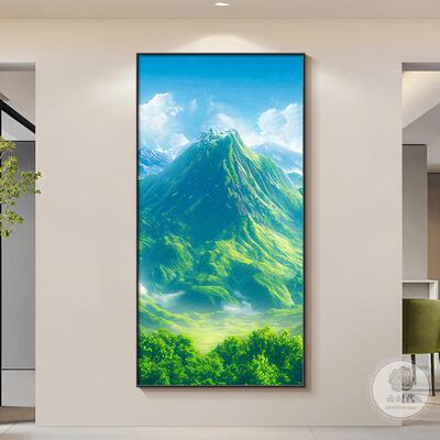 现代简玄关挂X14910画写风景壁画厅走廊金属框客晶瓷约装饰实画
