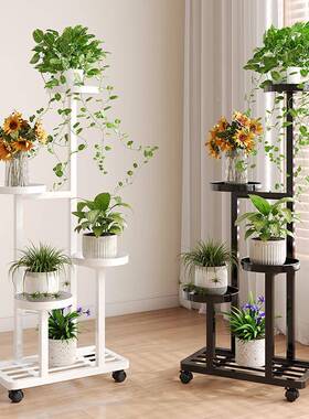 花架子客厅落地式植物摆置放花盆架985铁托多艺层可移动花架物架