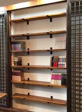 复古壁墙墙上置物架层架创意实木隔板壁挂书架艺一字DM-41316搁板