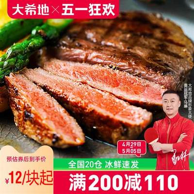 【大希地满减专区】整切菲力牛排家庭厚牛肉儿童原肉整切牛扒500g