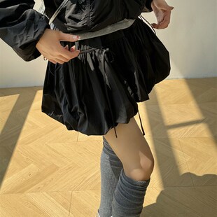 速发黑色户外美感花苞短裙闲季新韩版甜轻盈休春身半裙