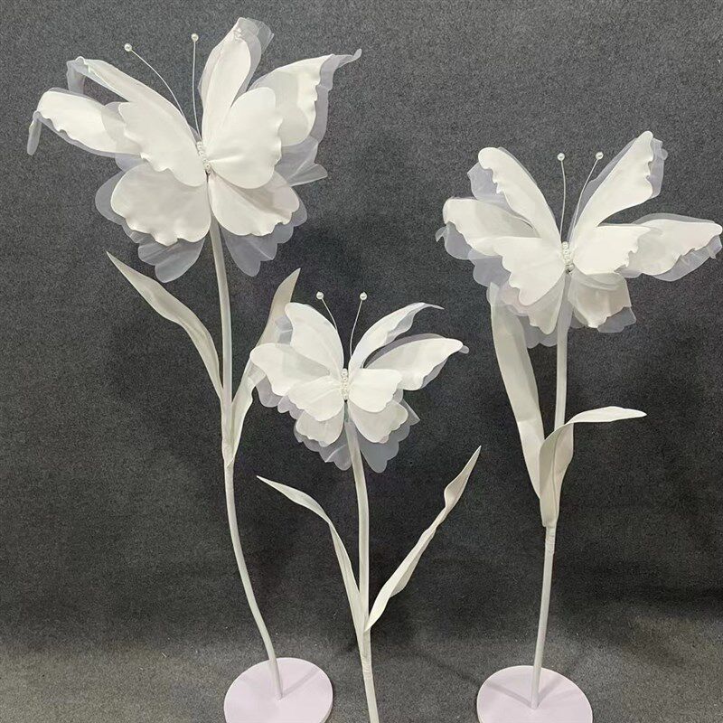 速发新真丝蝴蝶花艺婚庆现场背景墙装饰户外橱窗布置立体仿真动物