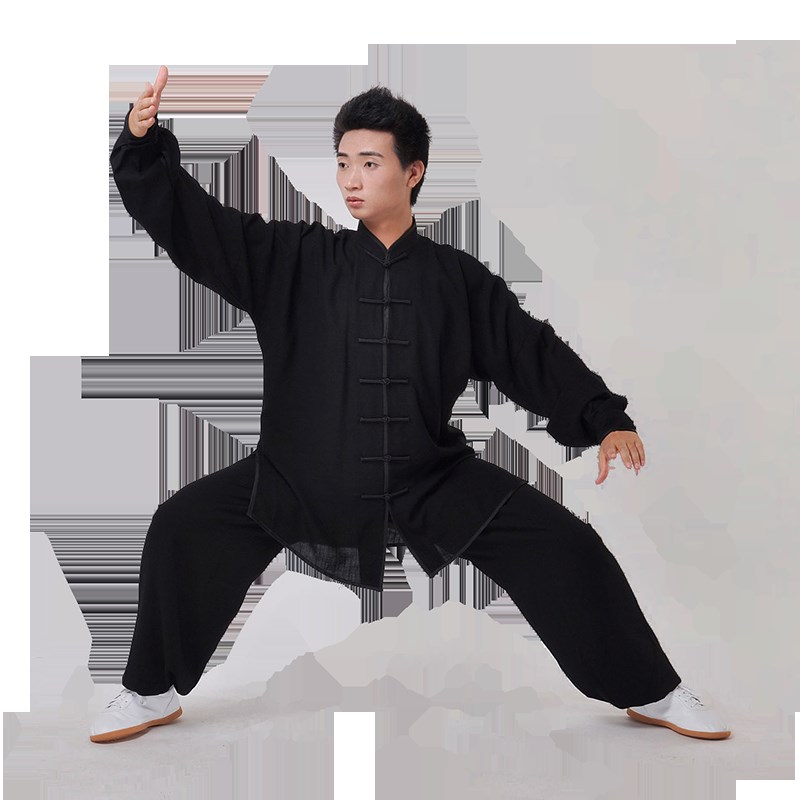 速发太极服装棉麻男太极拳练功服春秋夏季套装服装新款飘逸夏天