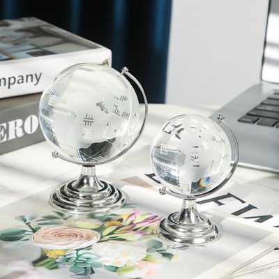 速发创意水晶工礼品旋转地球仪学理地习摆件桌面装饰摆件儿童学生