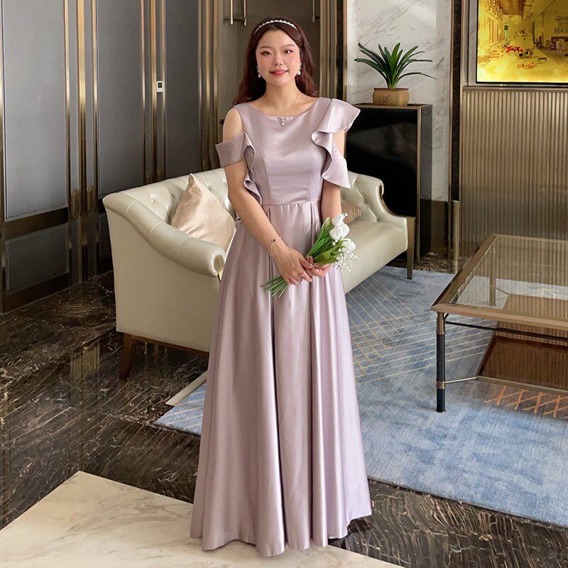 速发2024新款缎面大码伴娘服紫色气质高级感小众姐妹服伴娘团礼服