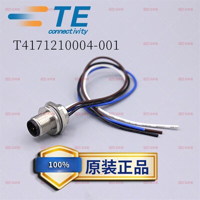 TE泰科M12面板安装连接器T4171210004-001公端4芯A code带0.2米线