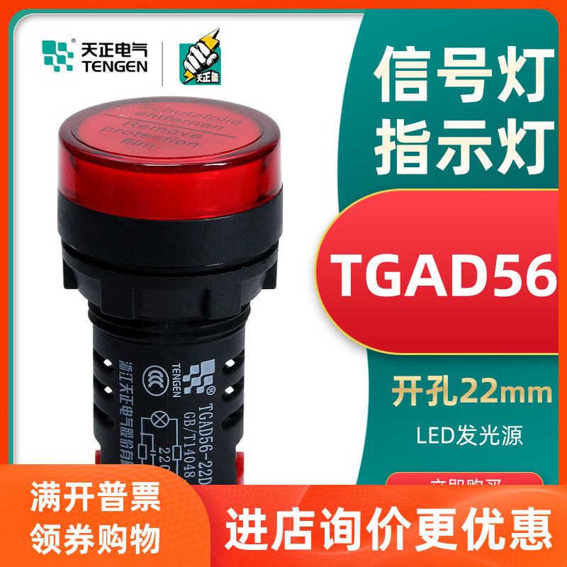 TENGEN天正LED信号灯 24V220V指示灯TGAD56-22DS电源380V48V ND16