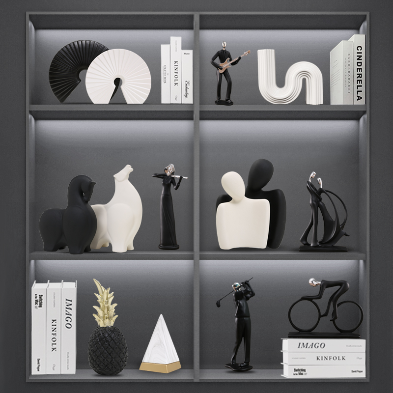 速发简厅装件人物雕塑办公室客约电视柜酒柜书柜柜子软摆饰品