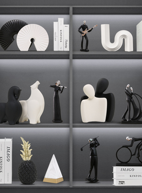 速发简厅装件人物雕塑办公室客约电视柜酒柜书柜柜子软摆饰品