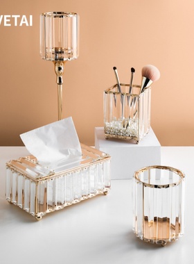 速发L晶VET水I装饰妆客厅房间轻奢抽纸盒化品台收纳摆件