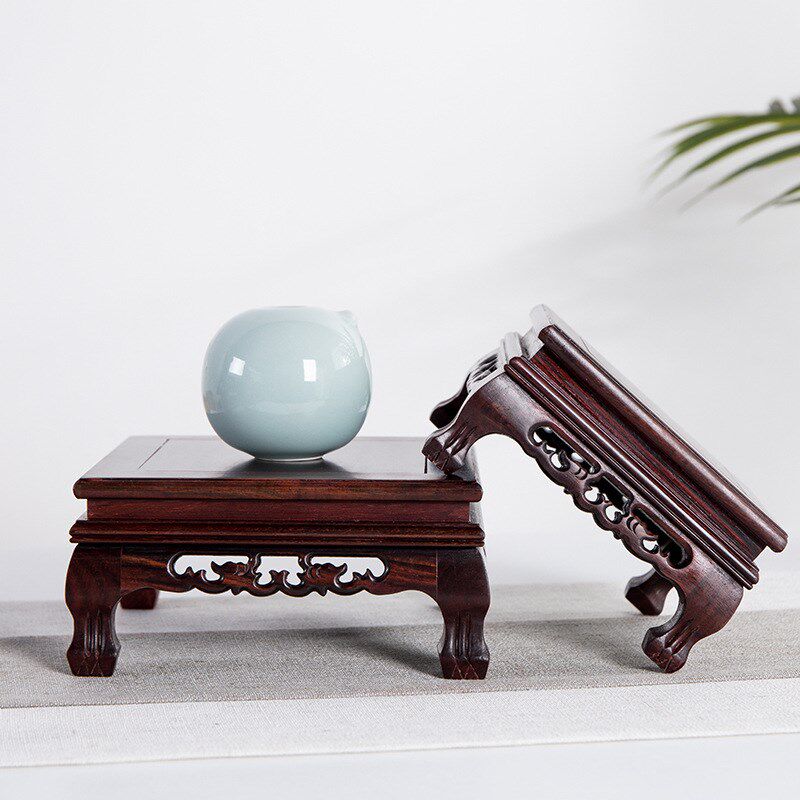 速发酸脚底座正长方形虎枝木品艺工摆件红木雕刻盆景奇石佛像花瓶