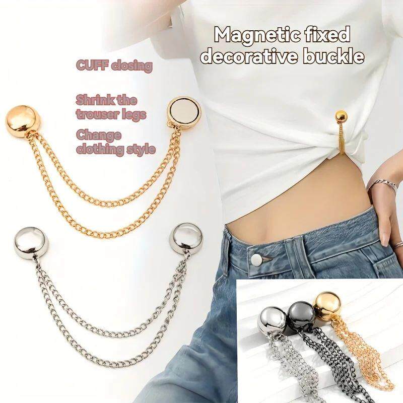 速发1PC+Magnetic+Clothing+Clip+with+Decorative+Chain,+Multi-