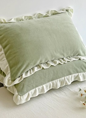 速发冬季珊瑚绒枕套一对装牛奶单绒人枕头套4ccmx748m单个枕芯内