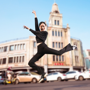 速发舞蹈练功裤 跳中国古形舞微宽松外穿 子拉丁典体长裤