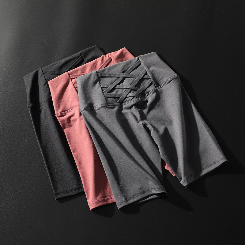 速发高腰裸防感身五分裤紧身跑步骑行中裤速干瑜伽短裤健走光短裤