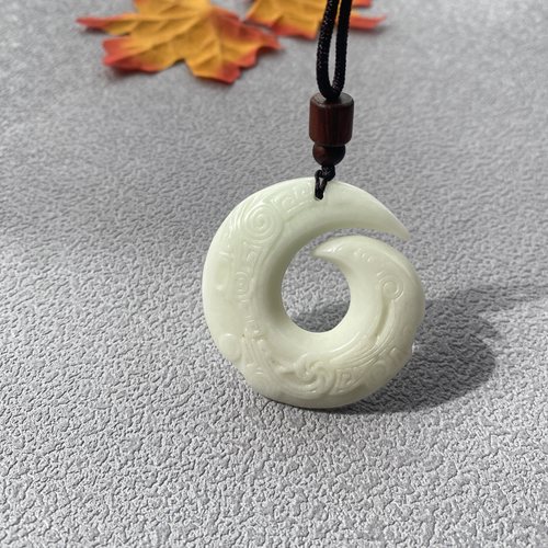 陕西蓝田玉时来运转挂件百搭民族风毛衣链情侣项链吊坠带证礼盒