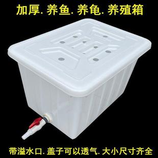 大号塑料周转箱养殖箱盒养鱼龟缸胶箱带阀门防水带盖开孔水产透气