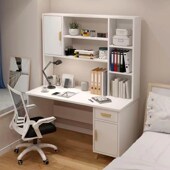 家用书桌书c架一体桌带书柜卧室写字桌学生家用学习桌子台式 电脑
