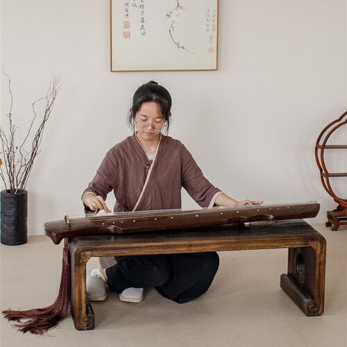 实木专业矮琴桌带共鸣箱烧桐木家用古筝桌子N中式复古喝茶矮桌长