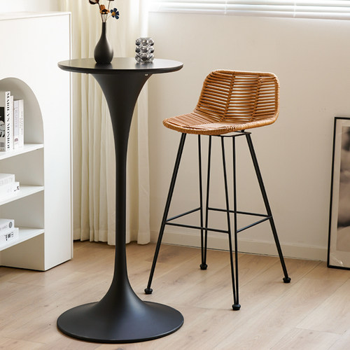 户外仿藤编椅家用铁m艺餐椅商用个性餐厅椅靠背椅子室外阳台休闲