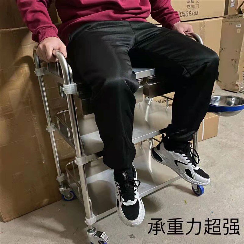 医院手推车美容院小车幼儿园晨检车带滑轮移动P小推车推动式置物
