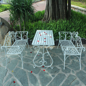 户外庭院桌椅组合套件p不掉色不掉漆庭院露天休闲椅铁艺具公园椅