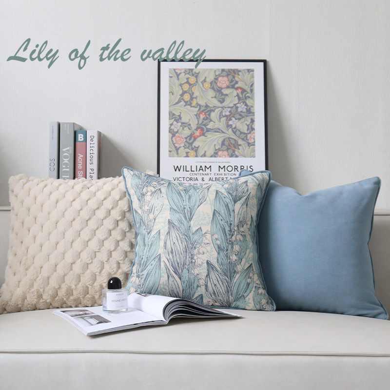 居言轻法式蓝色铃兰抱枕 轻奢沙发兔毛靠M枕高级感样板间床头靠垫,居家布艺,靠垫/抱枕,淘宝优惠券,粉丝福利购,淘宝优惠卷